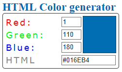 Extremely simple HTML color generator developed with HTML and Javascript